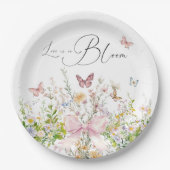 ブームワイルドフラワーピンクボウブライダルシャワー ペーパープレート (正面)