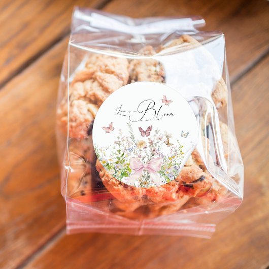 ブームワイルドフラワーピンクボウブライダルシャワー ラウンドシール