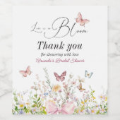 ブームワイルドフラワーピンクボウブライダルシャワー ワインラベル (シングルラベル)