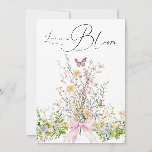 ブームワイルドフラワーピンクボウブライダルシャワー 招待状 (裏面)