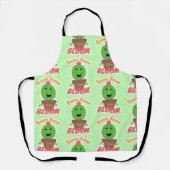ブーム タイム トゥ ブルーム かわいい ハスのような サボテン カートゥーン パターン エプロン (正面)