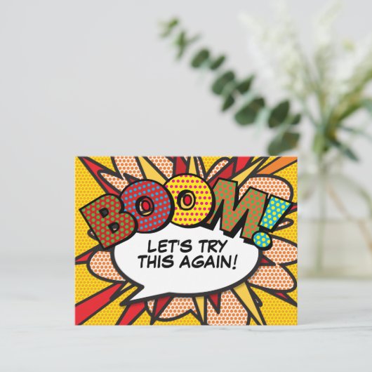 ブーム，伊達漫画の本芸の変ポップ・アートの更を延期 案内ポストカード (スタンド正面)