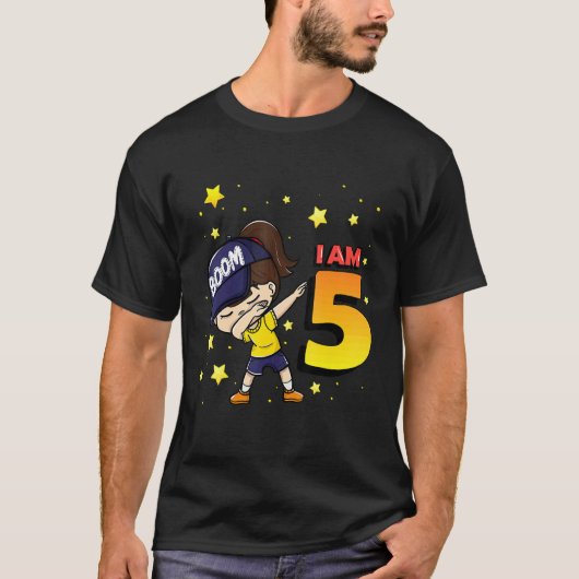 ブーム 私は5歳 女の子 誕生日 5歳の誕生日パーティー Tシャツ (正面)