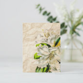 ブーメイフランスのアン植物芸術バタフライホワイトリイ ポストカード (スタンド正面)