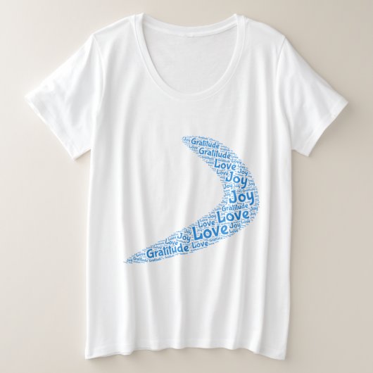 ブーメラン愛、感謝、喜び プラスサイズTシャツ (デザイン正面)