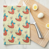 ブーメラン腎臓形原子レトロモダン皿 キッチンタオル (四つ折り)