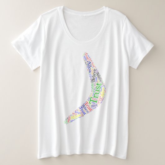 ブーメラン許信じ可、信頼 プラスサイズTシャツ (デザイン正面)