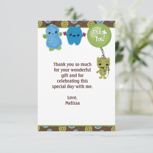 ブーモンスターズの覗き見ありがとう3.5"x5" PABC (FLAT) サンキューカード (スタンド正面)