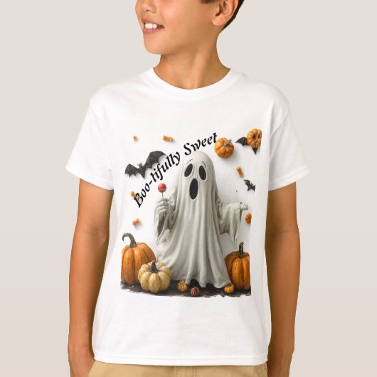 ブーリージャスな甘い不気味ハロウィンの子供 Tシャツ (正面)