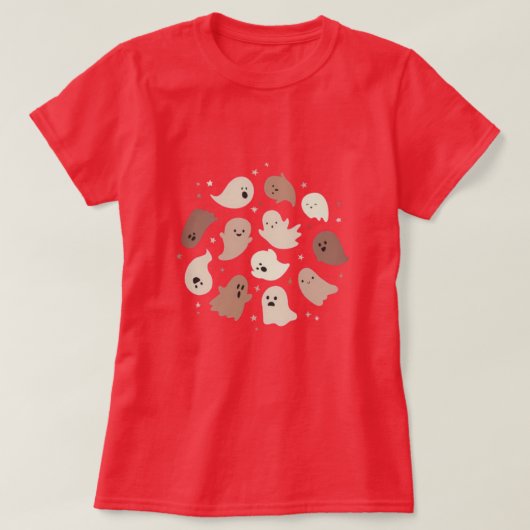 ブーリーピンク:かわいい幽霊ハロウィンティー Tシャツ (デザイン正面)
