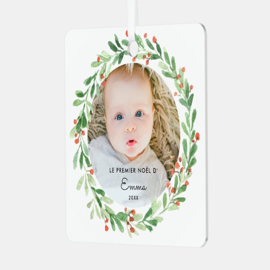 ブールデノエルプレミアノエルアヴェックフォトエプレノム メタルオーナメント (正面左)