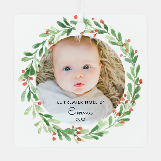 ブールデノエルプレミアノエルアヴェックフォトエプレノム メタルオーナメント (正面)