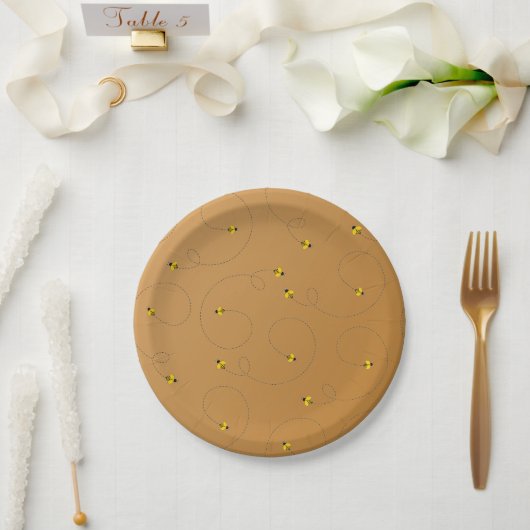 ブーンと蜂の赤ちゃんシャワー琥珀 ペーパープレート (ウェディング)