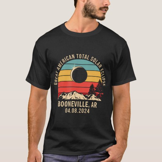 ブーンヴィルアーアーカンソー太陽のトタル日食2024 Tシャツ (正面)
