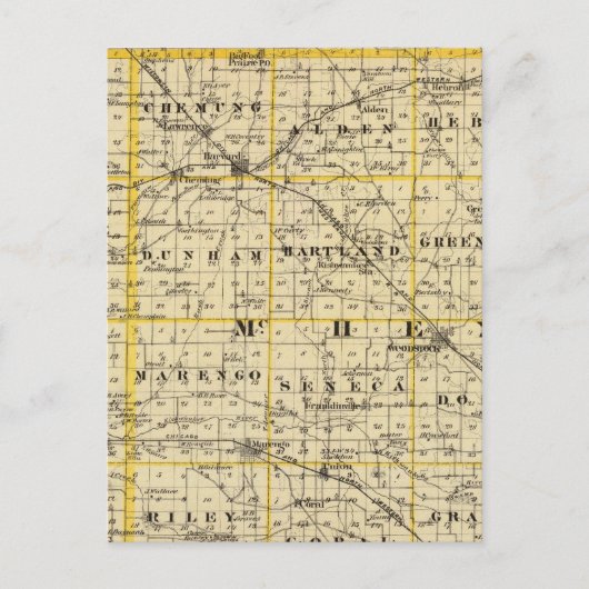 ブーン郡及びマクヘンリー郡の地図 ポストカード (正面)