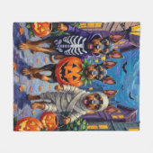 ブーヴィエデフランダレストリックオアトリートハロウィーン フリースブランケット (正面(横))