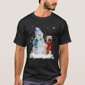 ブーヴィエデフランダースドッグクリスマス雪だるまクリスチム Tシャツ