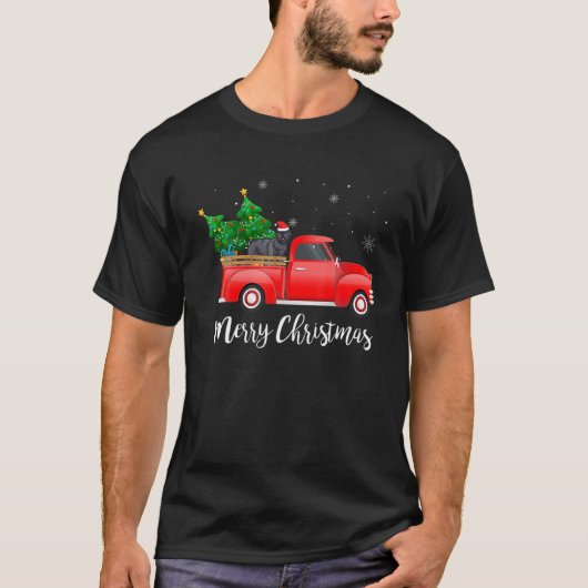 ブーヴィエデフランドレスドッグライディングレッドトラッククリスマ Tシャツ (正面)