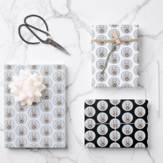 ブーヴィエデフランドレ絵画ス – オリジナルドッグアート ラッピングペーパーシート (正面)