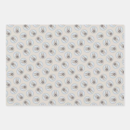 ブーヴィエ・デ・フランドレ絵を描スのファウンブリンドルドッグアート ラッピングペーパーシート (正面2)