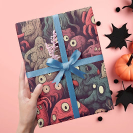 ブーーでかわいい不気味アイモンスターハロウィーン ラッピングペーパー