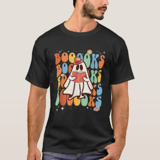 ブーークスグルーヴィキュート幽霊ブックレトロ読ズハロ Tシャツ