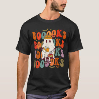 ブーークスグルーヴィキュート幽霊ブックレトロ読ズハロ Tシャツ