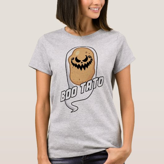 ブー不気味タポテト食品ハロウィーンTシャツ Tシャツ (正面)