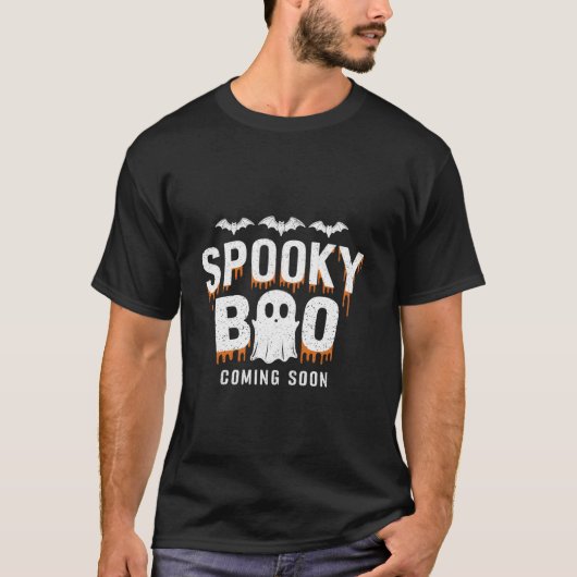 ブー不気味来のハロウィーン妊娠アナウンスメント Tシャツ (正面)
