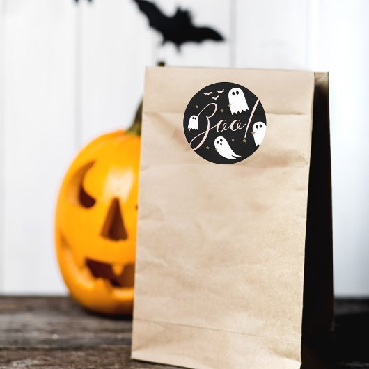 ブー不気味!ハロウィーン幽霊&こうもりブラック ラウンドシール