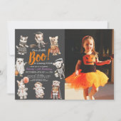 ブー動物ハロウィーンの衣装誕生日写真 招待状 (正面)