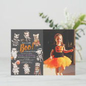 ブー動物ハロウィーンの衣装誕生日写真 招待状 (スタンド正面)