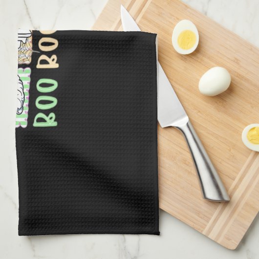 ブー名門私立校風のクーナースハロウィーン仮装の女性男性 キッチンタオル (四つ折り)