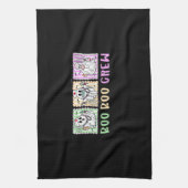 ブー名門私立校風のクーナースハロウィーン仮装の女性男性 キッチンタオル (縦)