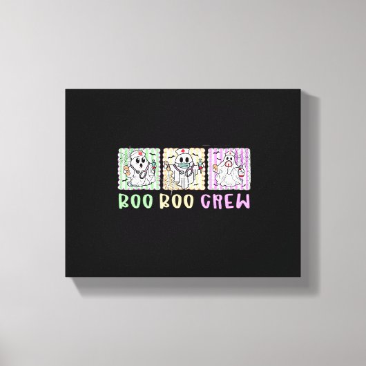 ブー名門私立校風のクーナースハロウィーン仮装の女性男性 キャンバスプリント (正面)