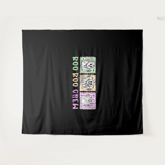 ブー名門私立校風のクーナースハロウィーン仮装の女性男性 タペストリー (正面(横))