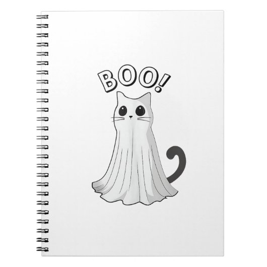 ブー子猫かわいい幽霊キャットハロウィンキッ不気味テン ノートブック (正面)