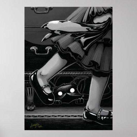 ブー子猫が家具ポスターの下に隠れる ポスター (正面)