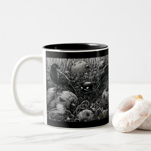 ブー子猫の茎Raven 2トーンのコーヒーマグ ツートーンマグカップ (ドーナツ)