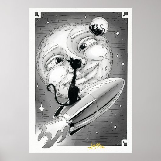 ブー子猫ロケットから月のポスター ポスター (正面)