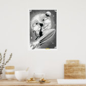 ブー子猫ロケットから月のポスター ポスター (キッチン)