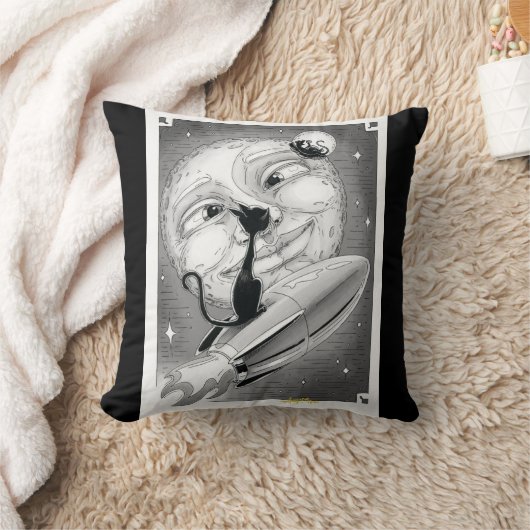 ブー子猫ロケットズトゥザムーン装飾用クッション クッション (ブランケット)
