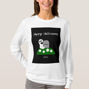 ブー幽霊の長袖シャツを覗く Tシャツ