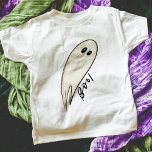 ブー幽霊イラストレーションハロウィーン Tシャツ<br><div class="desc">そしモダンて、手で描いた白い幽霊に手書きの文字ことわざ「Boo!」を付けたハロウィンTシャツ。 ブーのクルー全員に合うように命じろ！</div>