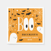 ブー幽霊オレンジハロウィーン誕生日パーティー スタンダードカクテルナプキン (正面)