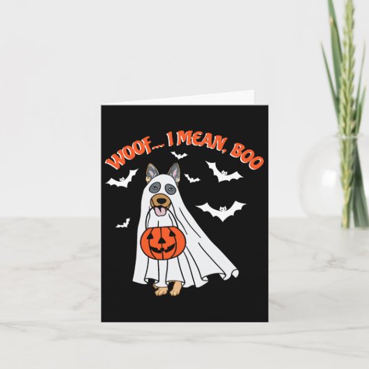ブー幽霊ドッグおもしろいハロウィーンカボチャ カード (正面)