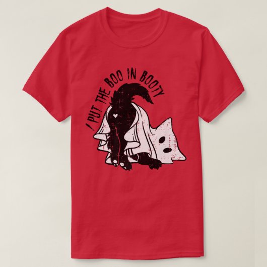 ブー幽霊ネコおもしろいアローに入れる Tシャツ (デザイン正面)