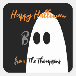 ブー幽霊ハッピーハローウィン スクエアシール
