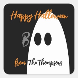 ブー幽霊ハッピーハローウィン スクエアシール