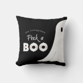 ブー幽霊パーソナライズされたハロウィンを覗く クッション (正面)